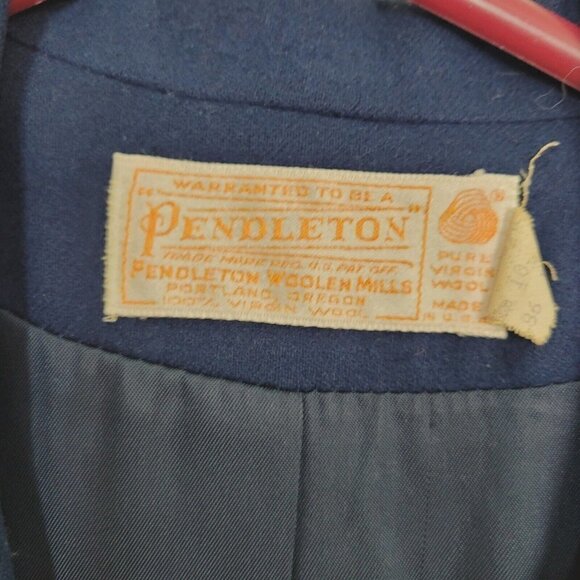 Vintage Late 1960s Pendleton Women's 3 Button Blazer Navy Blue Winter Wool Sz 10 - Picture 9 of 14
